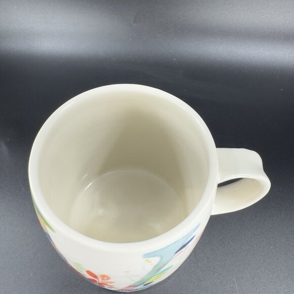 Anthropologie Starla M Halfmann Monogram Letter V Petal Palette Coffee Mug Cup - Picture 6 of 12